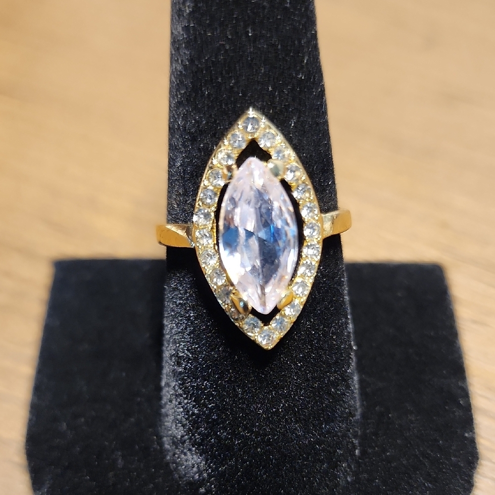 Elegant Gold and Silver Marquise Ring